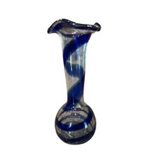 Cobalt Blue Swirl Art Glass Oval Boat-Shaped Bowl — listing 3