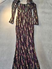 Miss Ord Black Sequin Off-Shoulder Long Sleeve Mermaid Evening Gown — listing 6
