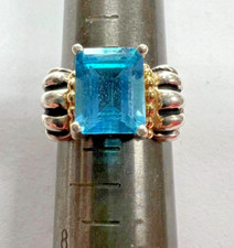 Clyde Duneier 14K Yellow Gold Pear-Cut Blue Topaz and Diamond Ring, Size 7.75 — listing 5