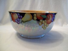 Noritake Lusterware Two-Handled Serving Bowl, Peach Luster with Black Rim and Floral Cartouches — listing 5