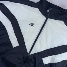 Vintage 1990s Umbro Premier Nylon Windbreaker Track Jacket, Navy/Teal/Pink — listing 5
