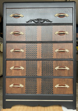 Art Deco Waterfall Highboy Dresser 4-Drawer with Bakelite Pulls — listing 2