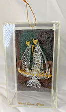 Spun Glass Sailing Ship Figurine with Blue Hull and Gold Sail Tips — listing 2
