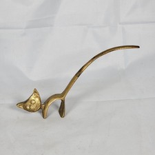 Vintage Brass Stylized Cat Ring Holder Figurine with Long Upright Tail — listing 3