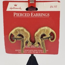 Vintage Gold-Tone Figural Cat with Bow Tie Post Earrings — listing 3