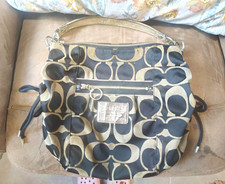 Coach Signature Mini C Jacquard Hobo Shoulder Bag with Tan Leather Trim — listing 3