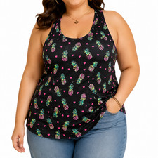 No Boundaries "Life Is Sweet" Pineapple Graphic Tie-Front Tank Top, Blue, Size Small