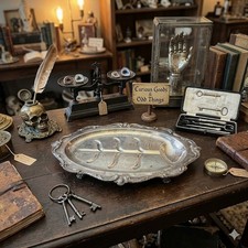 Vintage Silverplate Oval Meat Platter with Tree-of-Life Well and Feathered Leaf Drain Pattern — listing 5