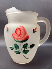 Frosted Glass Pitcher with Angular Body and Applied Handle