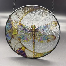 Stained Glass Style Dragonfly Round Ornament, New in Box Acrylic/resin with printed design — listing 2