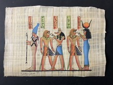 Framed Hand-Painted Egyptian Papyrus - Facsimile #1 Book of Abraham / Anubis Embalming Scene — listing 2