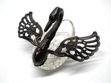 Vintage Silver Swan Open Salt Cellar with Cut Glass Body and Articulated Wings, Made in Italy Only ITALY — listing 5