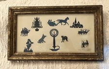 Antique Hand-Cut Paper Silhouette (Scherenschnitte) of Courting Couple in Rose Garden, Framed — listing 3