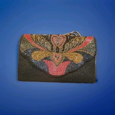 beaded evening chain Fully Beaded Evening Purse with Zipper Top and Gold Chain Strap — listing 2