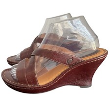 Born Handcrafted Teal Leather Cork Wedge Sandals, Size 8/38 — listing 3