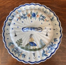 Blue and Gold Faience Covered Butter Dish with Drainer Insert — listing 5