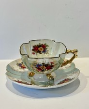 Vintage Lusterware Footed Tea Cup and Saucer, Gold Filigree Decoration, Made in Japan — listing 4