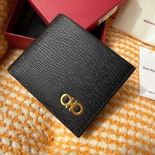 Salvatore Ferragamo Black Quilted Leather Kisslock Wallet