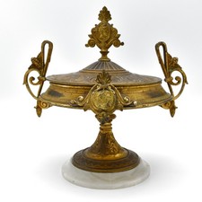 Grand Tour Style Patinated Bronze Tazza / Kylix Urn on Burlwood Plinth — listing 2