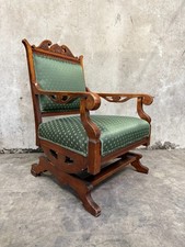 Antique Victorian Eastlake Carved Walnut Platform Rocking Chair with Floral Cut-Velvet Upholstery — listing 5