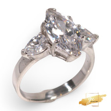 Vintage Three-Stone Cubic Zirconia Cocktail Ring with Accented Shoulders — listing 6