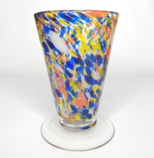 Hand-Blown Green Rim Bubble Glass Goblets, Pair — listing 3