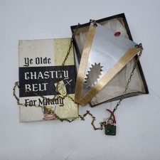 Novelty Leather Chastity Belt with Copper Heart Plaque and Padlock, listing 5