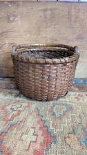 Antique Hand-Woven Splint Gathering Basket with Natural Branch Handle — listing 4