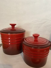 Le Creuset Stoneware Canister Set in Caribbean Blue with Wood Lids — listing 3