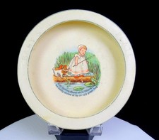 Antique "The Baby Plate" Rolled Edge Feeding Dish, Victorian Girl in Green Bonnet, Pat. Feb 7th 1905 — listing 3