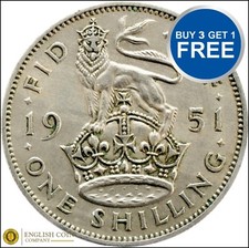 1945 George VI Scottish Crest One Shilling Silver Coin, listing 2