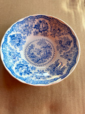 Blue & White Transferware Tall Tankard Pitcher/Jug with Cherub and Courting Couple Scene — listing 5