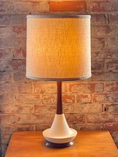 Mid-Century Modern Sculptural Walnut and Brass Table Lamp, listing 5