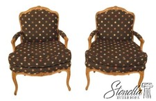 Pair of Louis XV Style Carved Walnut Fauteuils with Caned Backs and Tufted Upholstered Seats — listing 2