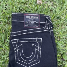 True Religion Women's Bootcut Jeans with Embellished Flap Pockets in Dark Wash 27 — listing 5