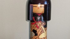 Vintage Japanese Creative (Sosaku) Kokeshi Doll with Red Bow and Plum Blossom Kimono — listing 3