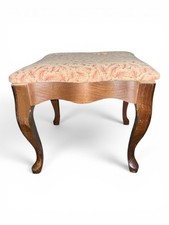 Vintage Queen Anne Style Footstool with Cabriole Legs and Floral Tapestry Upholstery — listing 2