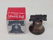 Liberty Bell Replica Souvenir in Display Case with Historical Plaque — listing 3