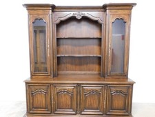 Vintage French Provincial Style China Cabinet / Breakfront Hutch with Brass Grille Doors — listing 3
