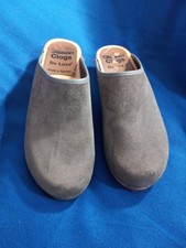 Olsson Clogs De Luxe Hand-Painted Floral Swedish Wooden Clogs, Navy Blue, Size 38 EU / US 7