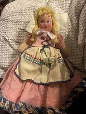 Vintage 1950s-60s Mask-Face Cloth Doll, 21 inches, Yarn Hair with Stuffed Body and Hard Plastic Face — listing 6