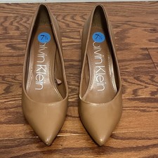 Calvin Klein Gayle Pointed-Toe Stiletto Pumps in Pewter Metallic Leather — listing 4