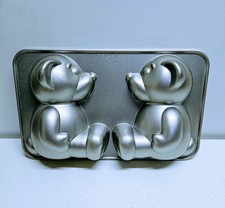 Vintage Cast Aluminum Teddy Bear Cake / Jello Mold with Neckerchief Bow — listing 3