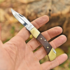 Large Folding Lockback Pocket Knife with Pakkawood Handle and Clip Point Blade