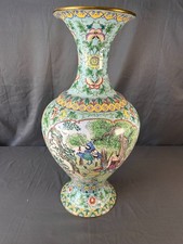 Antique Chinese Famille Rose Porcelain Baluster Vase with Deer, Crane and Peony Motif