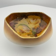 Antique Hand-Painted Nippon Porcelain Two-Handled Bowl with Tropical Palm Scene and Jeweled Moriage Handles — listing 4
