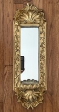 Vintage Carved Giltwood Baroque Style Wall Mirror with Demilune Shelf