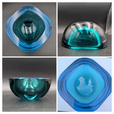 Murano Sommerso Art Glass Apple-Form Bowl with Gold Aventurine Center — listing 4