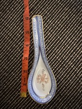 Pair of Antique Chinese Blue & White Porcelain Soup Spoons with Pagoda Landscape — listing 4