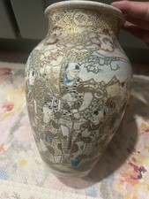 Japanese Satsuma-Style Moriage Vase with Geisha Figures, Multicolored Twin-Handled Baluster Form — listing 2